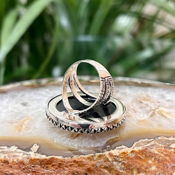 🐉 Abalone Shell Dragon and Lion Ring 🦁 in Sterling Silver Sz.7 - Picture 10 of 14